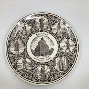 Rare Vintage Aquascutum London Advertising Plate Fashion 10.25” Brown & White